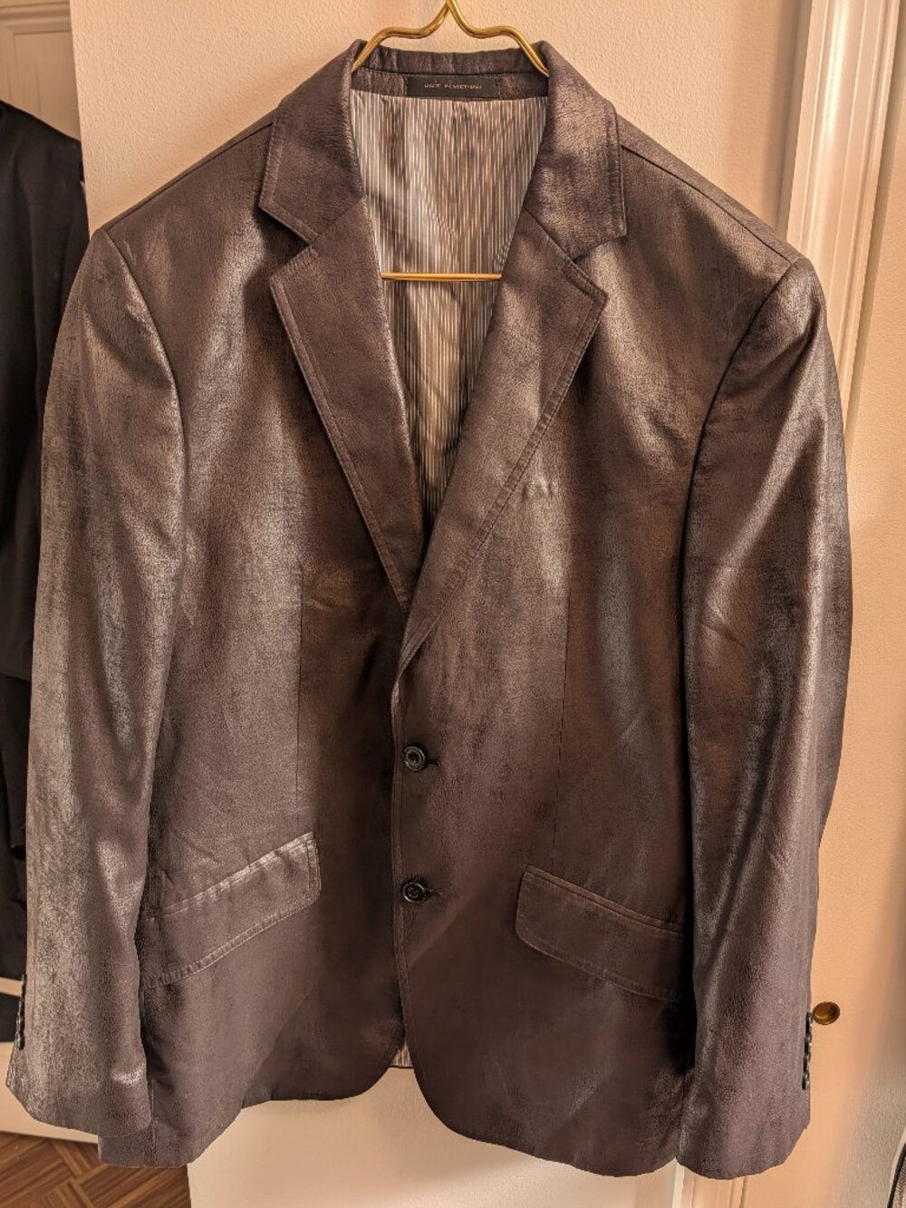 Dark brown Mens Madison blazer faux-leather 40R